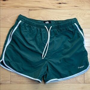 Empyre Green Cream Swim Shorts w/Zipper Pockets | Size XL